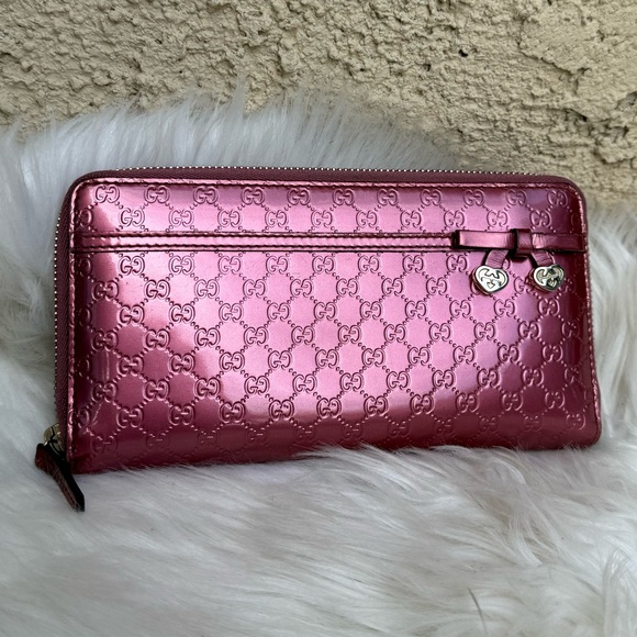 Gucci Pink Guccissima metallic wallet - Picture 1 of 16